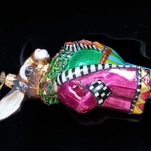MacKenzie-Childs * RETIRED * Bunny O'Hare ~ Chicken Palace Ball ~ GLASS ORNAMENT